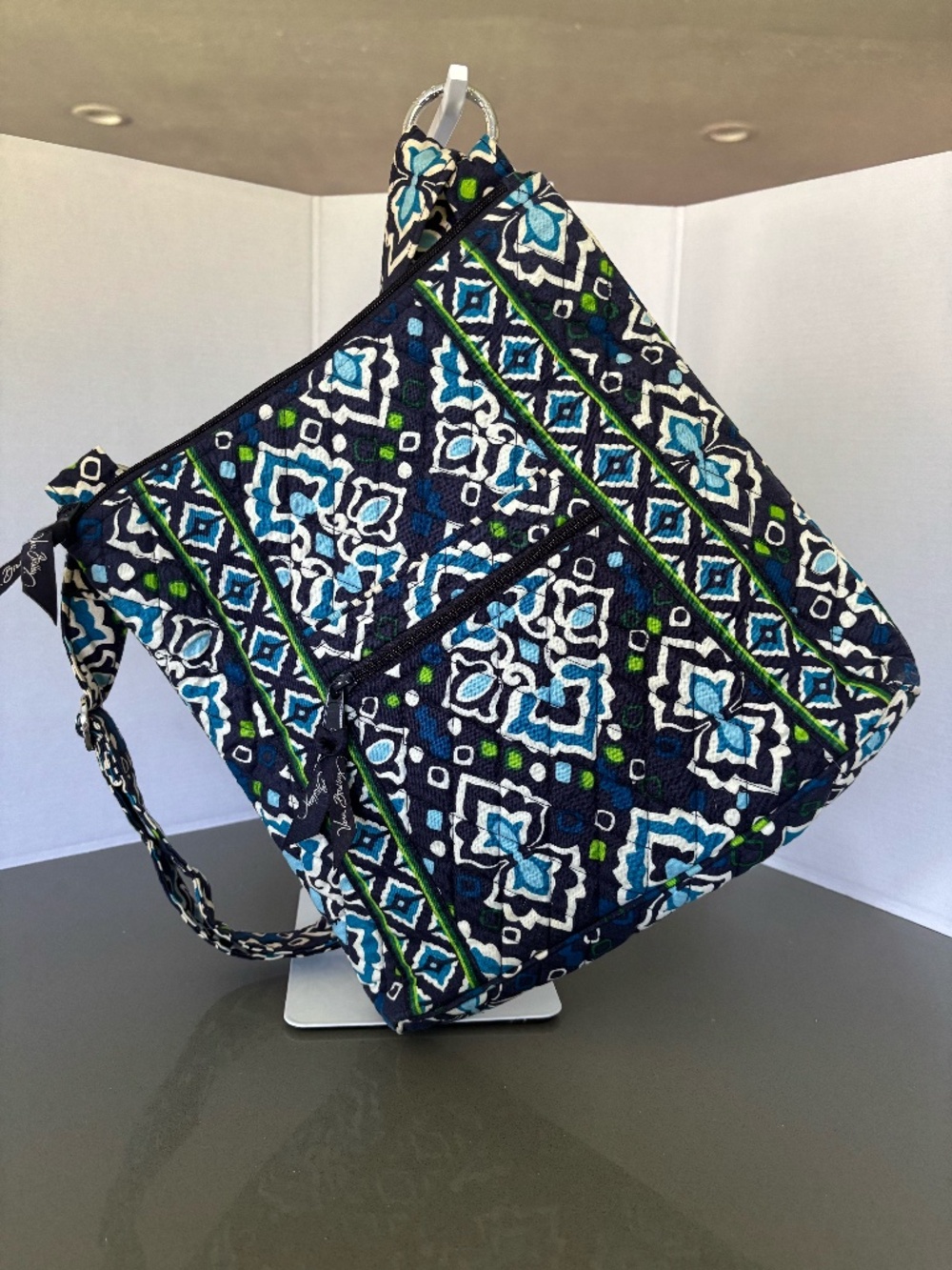 Vera Bradley Blue Green Quilted Crossbody Shoulder Bag Large